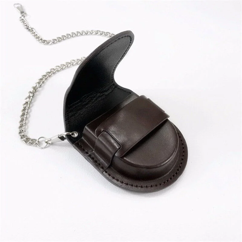 Vintage Leather Case Pocket Watch Holder Bronze Chain Holster Storage Case Pouch Bag With Chain For DIY Crafts