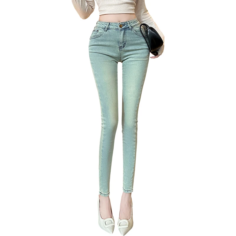 Diseño Sensation Small ence Fce Denim Jeans Cintura alta Slim Fit Control de barriga Thiening Otoño Invierno Nuevo Sle Perso...