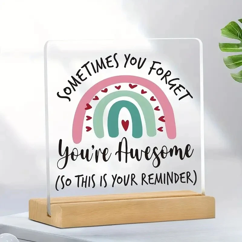Inspirational Gifts Positive Little Reminders Desk Sign Decor Acrylic Appreciation Encouragement Desktop Ornament Bookend Shelf