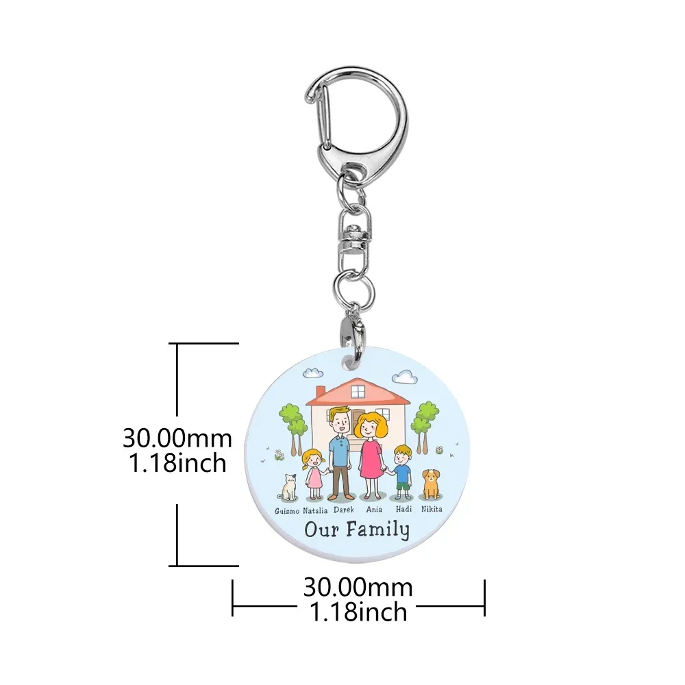 Cute Family Keychain Personalized Family Name Gifts For Parents Children Presents Engraved Families Member Gift Acrylic Keyrings