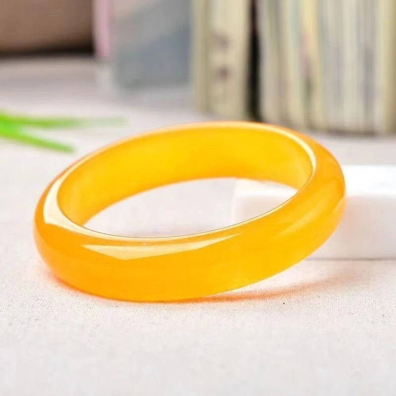 

Natural High Ice Yellow Agate Chalcedony Bracelet, Fashionable Temperament Versatile Jade Bracelet