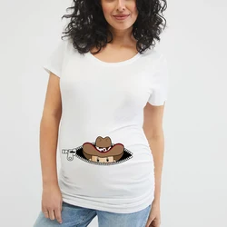 Maternity Shirt Pregnancy Announcement Tee Summer Casual Mama Pregnancy Blouses Clothes Basic Mama Clothes