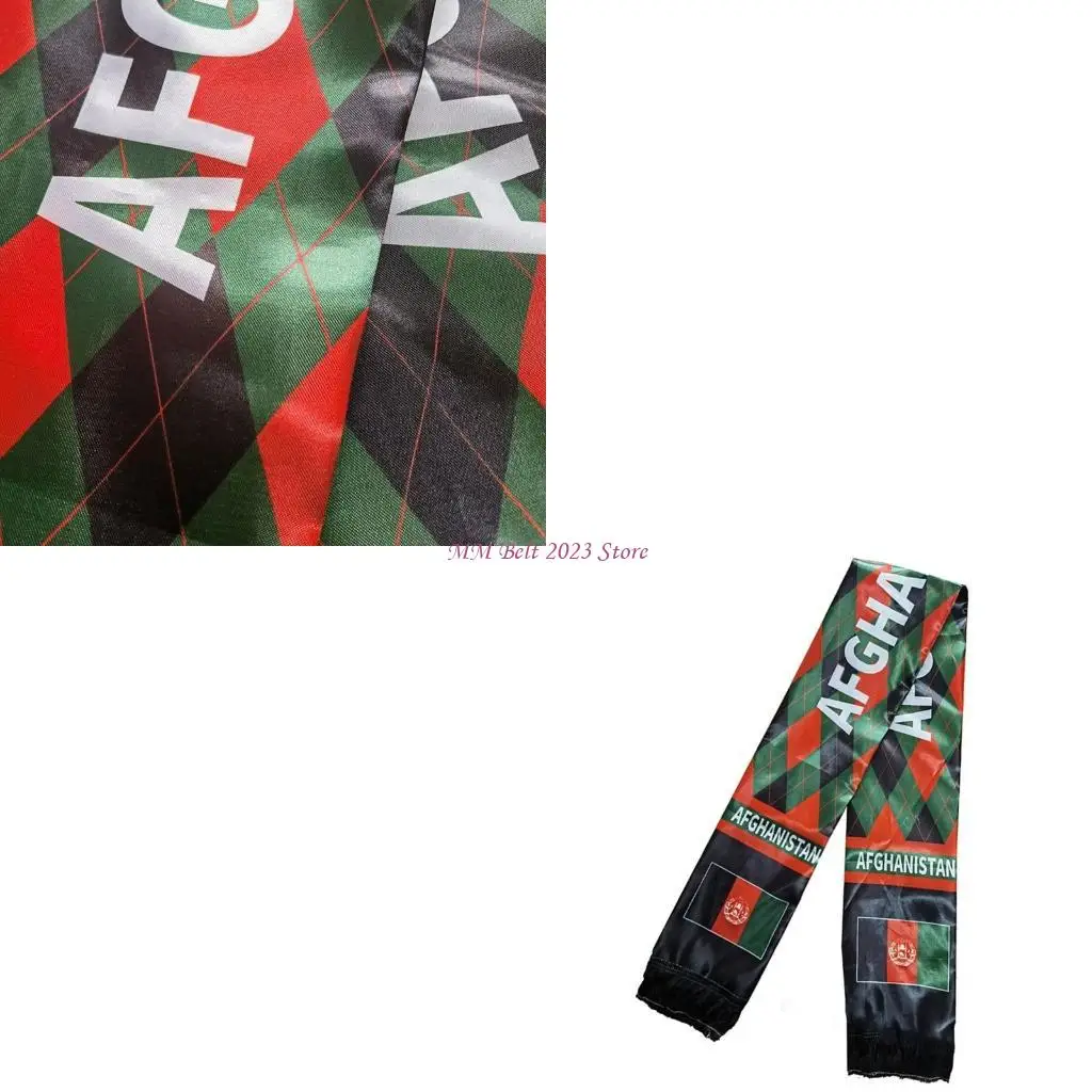 

49ME Afghanistan Flags Scarf Holiday Theme Graduation Sash International Study Abroad Adult Neck Scarf Unisex Party Decor