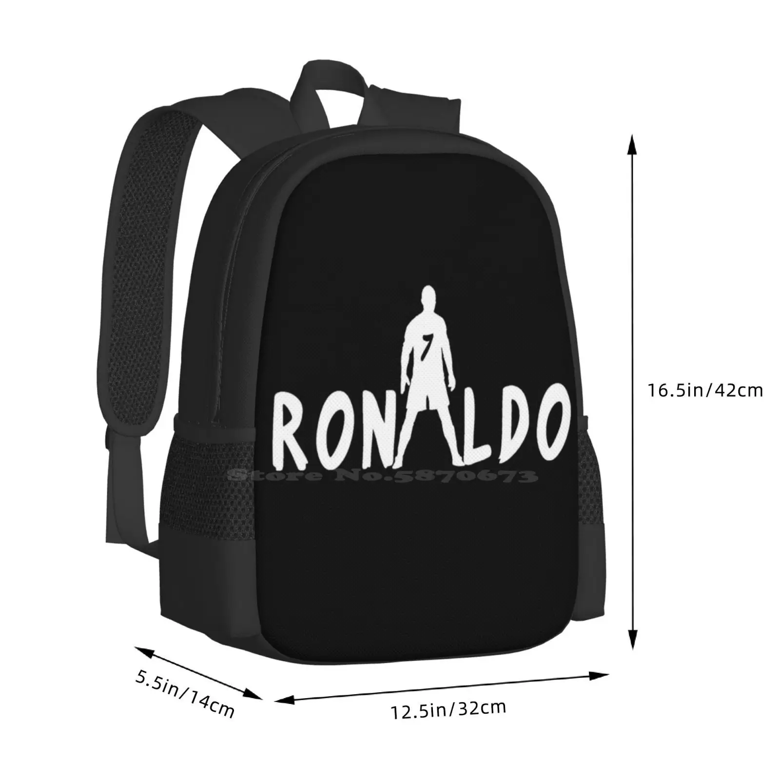 Ronaldo Large Capacity School Backpack Laptop Bags Real Madrid Portugal Freekick Spain Footballer Player Award Winger Superfly