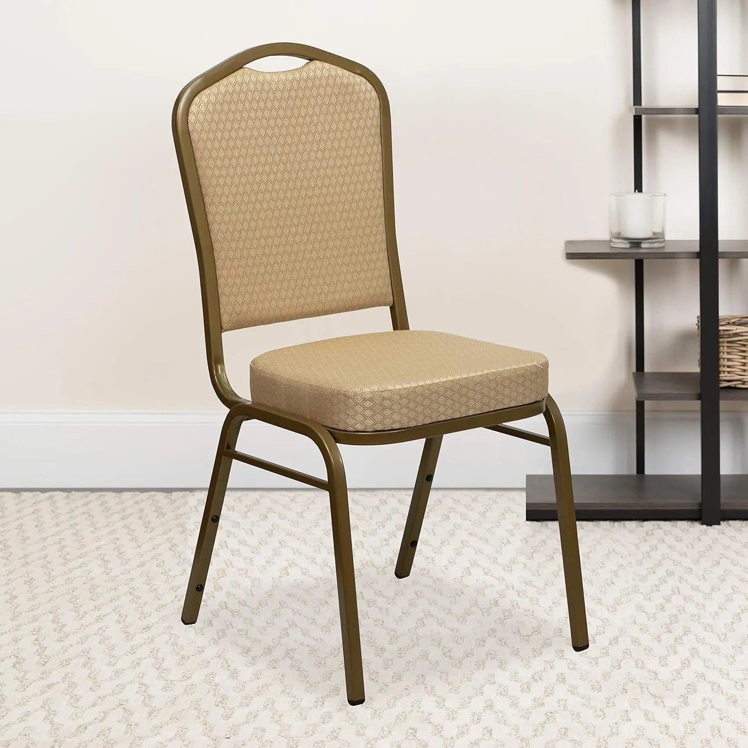 

Crown Ba Banquet Chair, Beige Patterned Fabric/Gold Frame