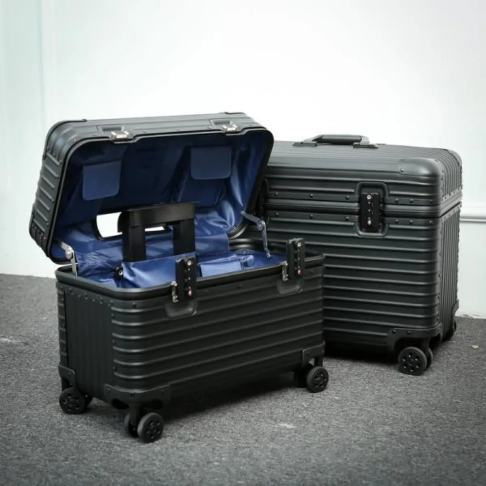 All-aluminum magnesium alloy luggage photography trolley case universal wheel camera boarding case metal captain case