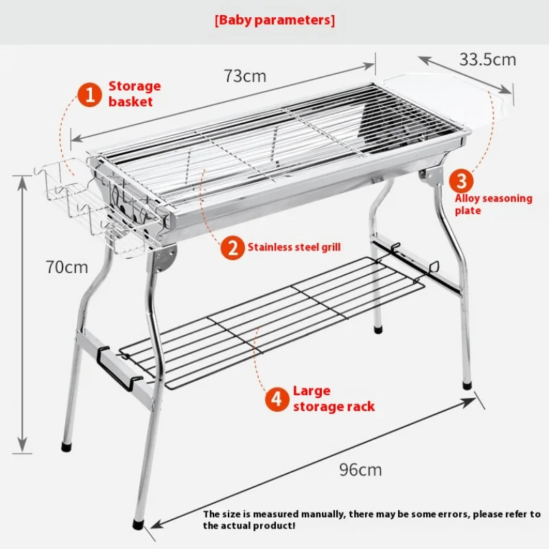 

Большой гриль для барбекю, уличный гриль для барбекю из нержавеющей стали, бытовой угольный гриль, печь