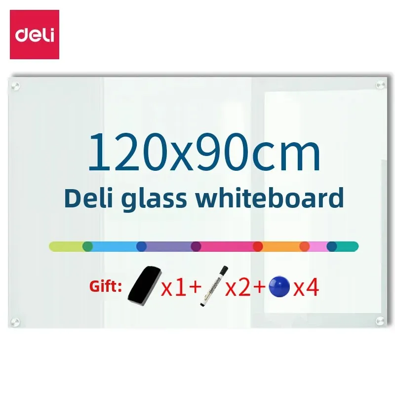 Deli Hardened Glass Whiteboard 8736 Office Meeting Record Scribble Message Board Fluid Writing Easy To Write On Whiteboards