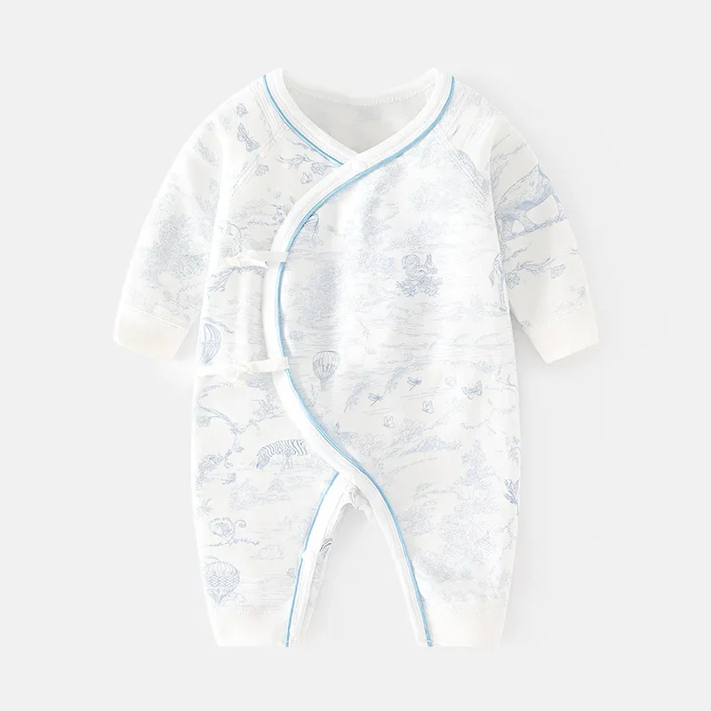 

Newborn Jumpsuit Autumn and Winter Pure Cotton Baby Printed Boneless Clothes Newborn Gown Baby Spring and Autumn Romper