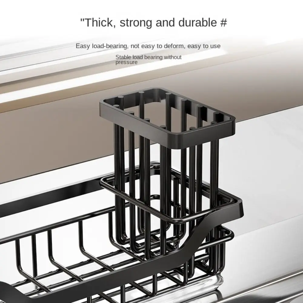 Stainless Steel Kitchen Sink Drain Rack Silver Black Sink Storage Rack Sink Basket Soap Rack Sink Stopper Holder Sponge