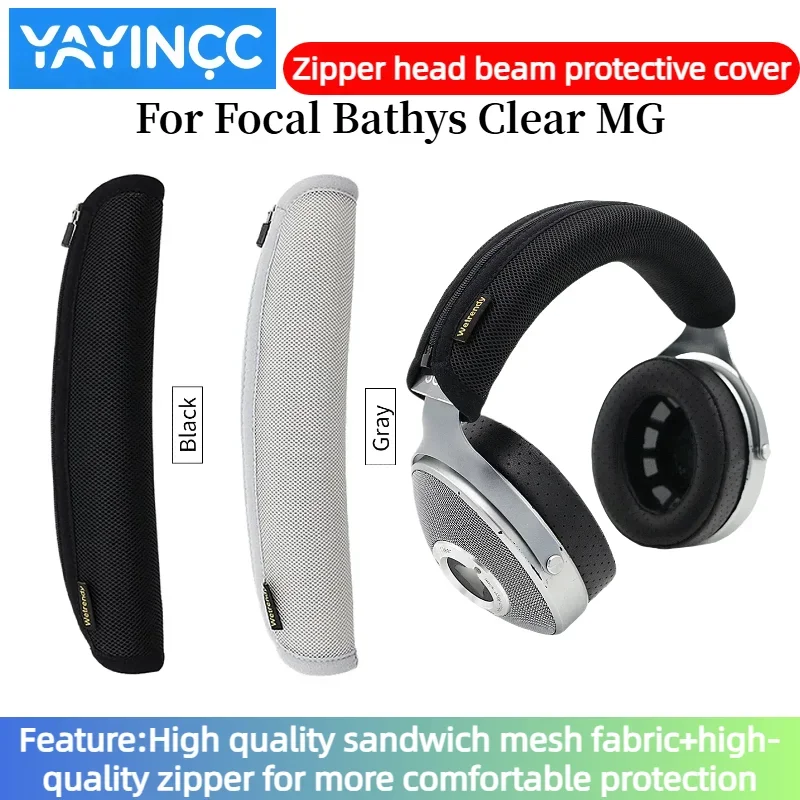 YAYINCC Headphone Head Beam Cover for Focal Bathys Clear MG Earphone Zipper knitted fabric headband protective cover view 2