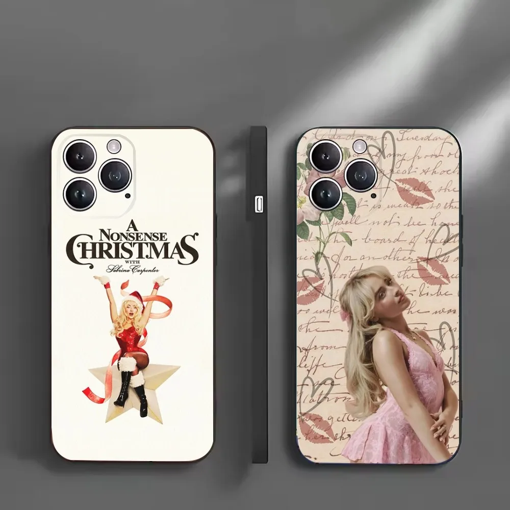 

S-Sabrina C- Carpenter Phone Case For iPhone16,15,14,13,12 Mini 11 Pro XR,X,XS,MAX 7,8 Plus Silicone Cover Soft Black