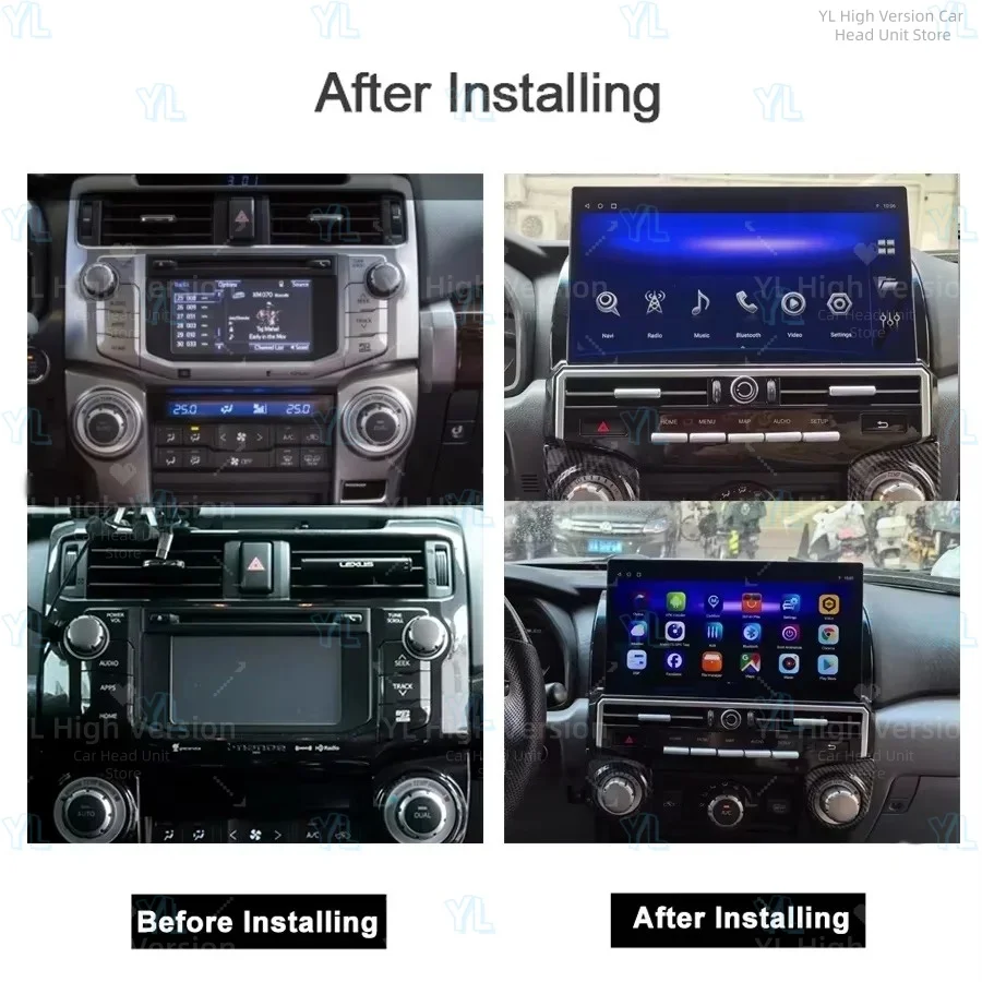 ym Android 14.0 Car Radio For Toyota 4Runner 2010-2022 GPS Navigation 4G WiFi Bluetooth 5.0 DSP Stereo Multimedia Video Player