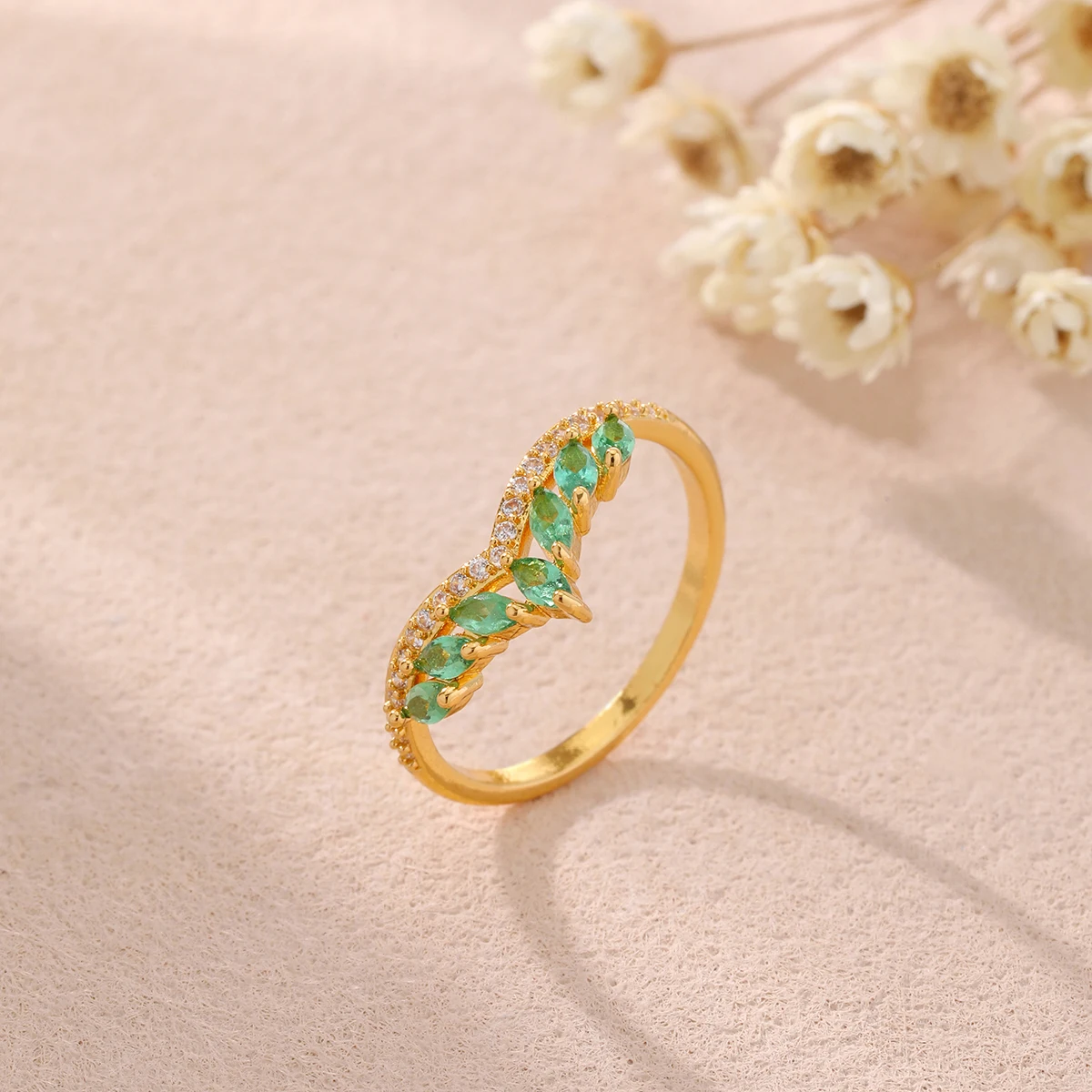 Todorova-banda apilable de Esmeralda verde de acero inoxidable, piedra natal de mayo, joyería curvada a juego hecha a mano, regalo para mujeres y niñas