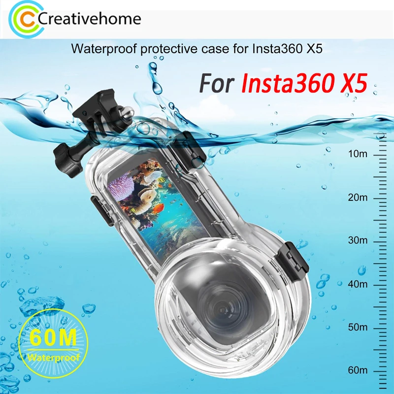 PULUZ Invisible X5 Camera Diving Case For Insta360 X5 Sports Camera Sealed Waterproof Housing Shell Button Cover, 60m Underwater
