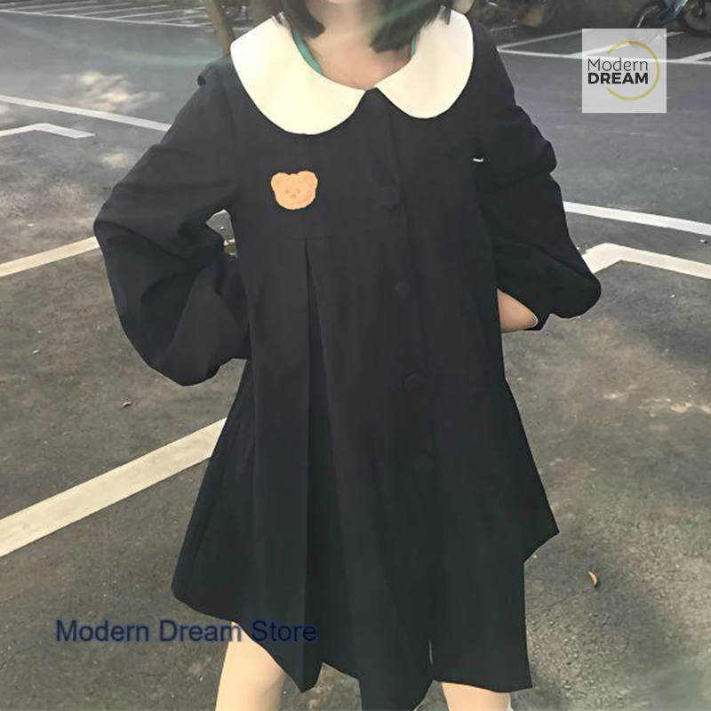 

Japanese cute and sweet doll collar embroidered small chest dress female summer new casual Joker little princess A-line skirt