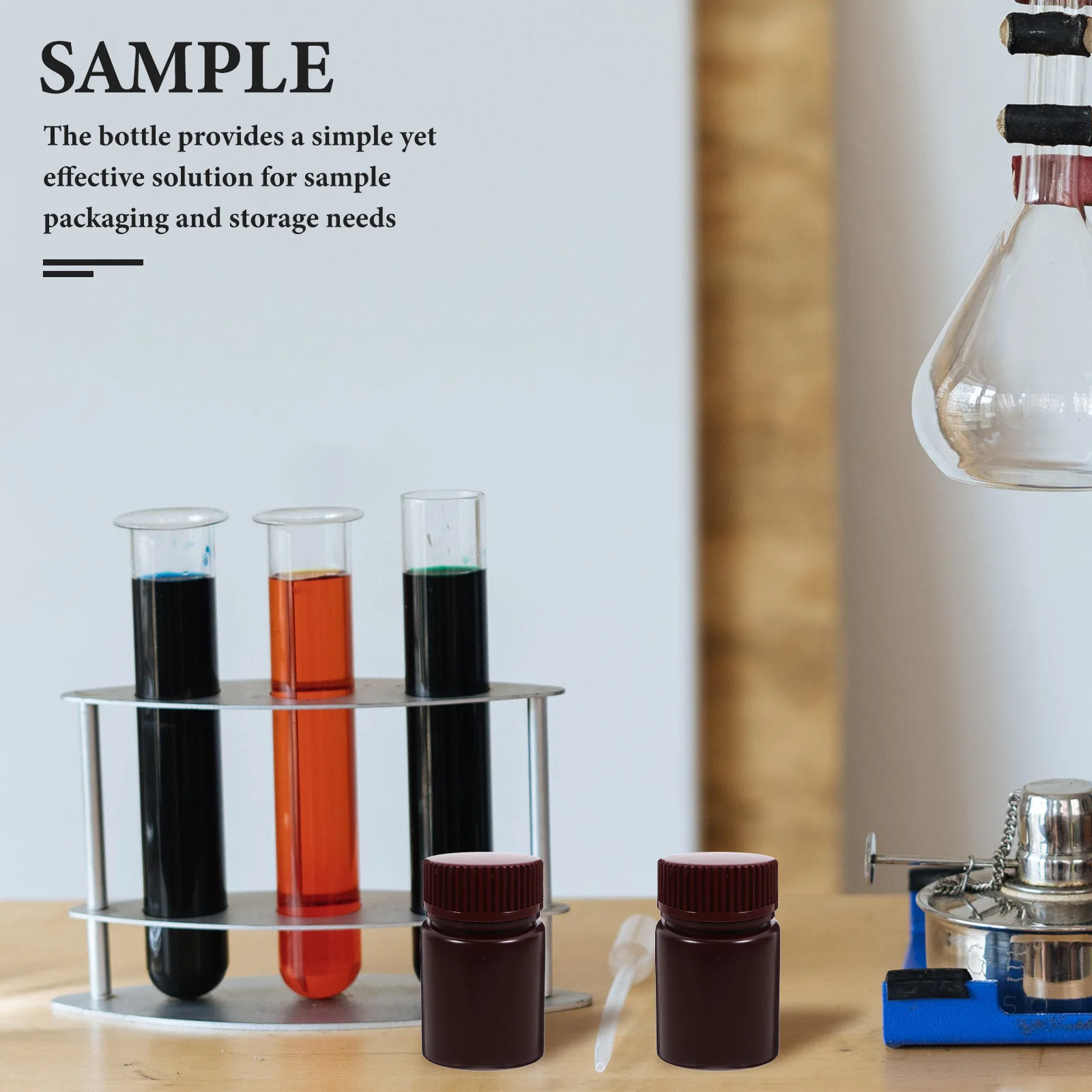 

6Pcs Refillable Sample Bottles Wide Mouth High Temperature Resistant Reagent Containers for Chemical Lab Storage Solutions