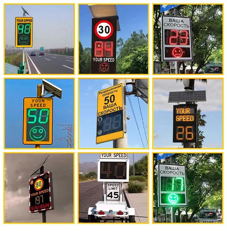 Affichage LED de limite de vitesse, radar solaire, compteur de vitesse, écran de retour de vitesse, panneau de décélération de véhicule, caméra, surveillance de la route, iode