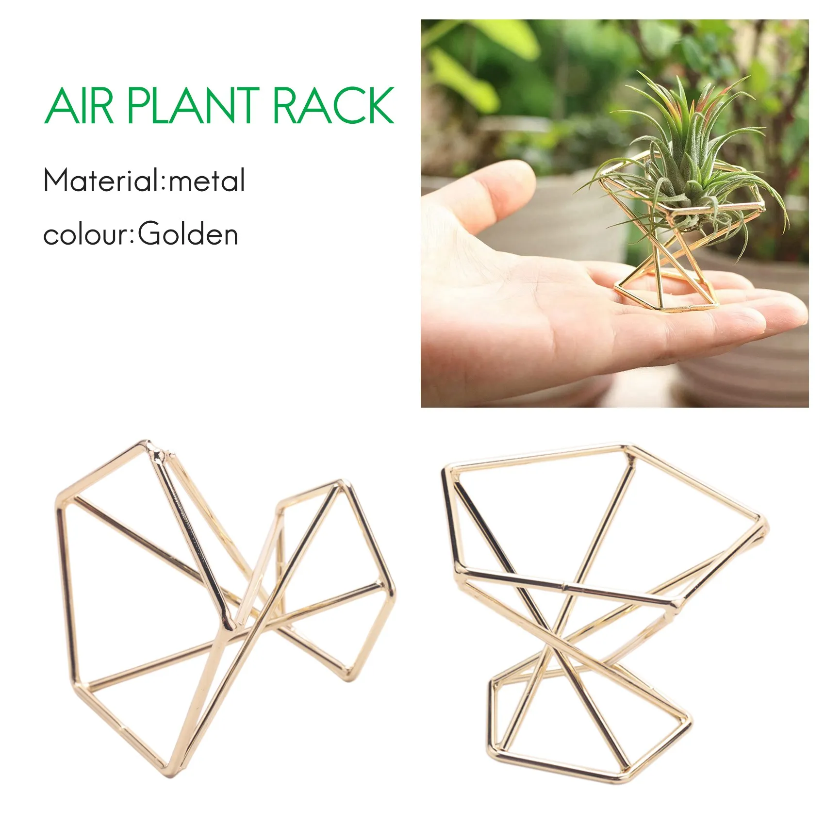 3 Pcs Geometric Air Plant Holder Airplants Rack Metal Plants Stand Planter Shelves Himmeli Decor Tillandsia Containers