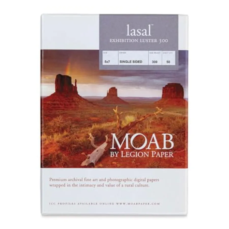 

Бумага Moab Lasal Exhibition Luster 300, архивная, 300 г/м², 11 mil. Бумага для струйной печати 5x7 дюймов, 50 листов