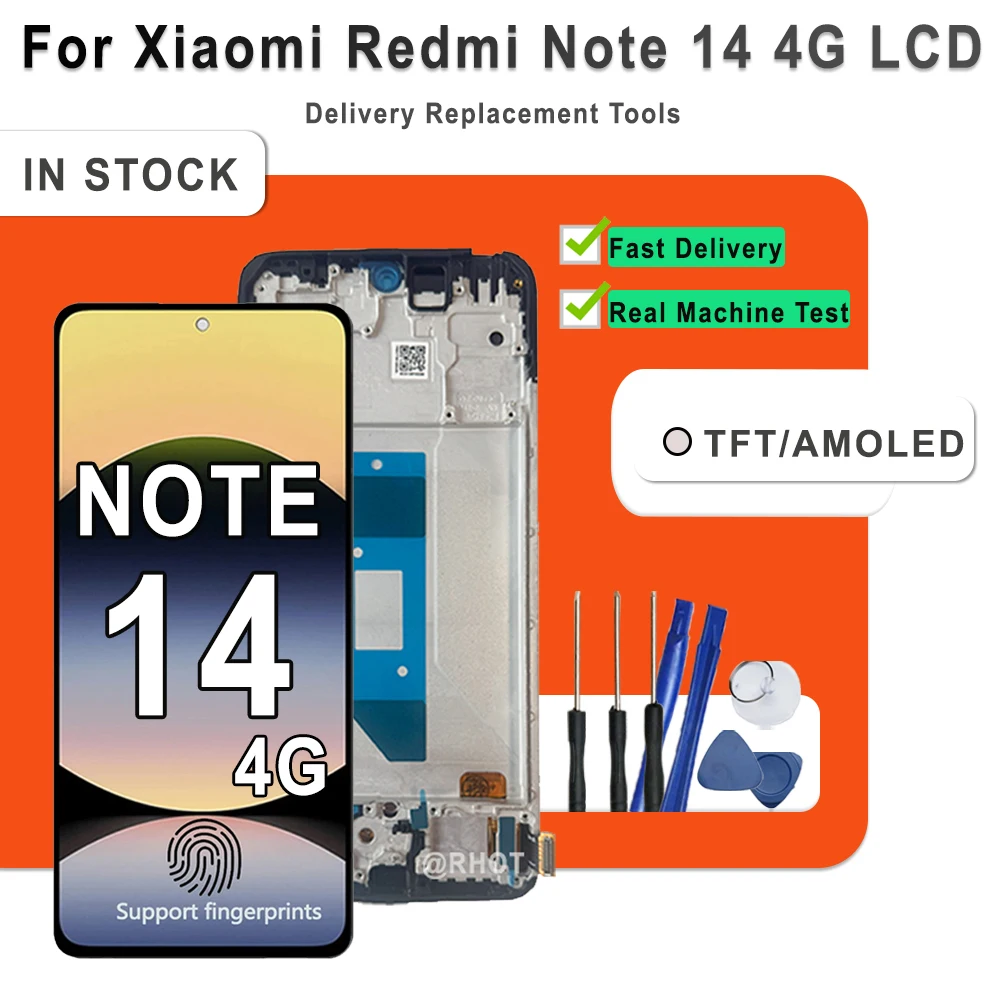 AMOLED LCD For Xiaomi Redmi Note 14 4G LCD Touch Screen Digitizer Assembly For Redmi Note 14 4G 24117RN76G 24117RN76O Display