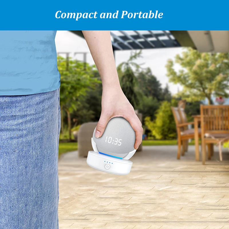 قاعدة بطارية محمولة PlusAcc لـ Echo Dot 4th & 5th Gen 10000mAh بنك طاقة قابل لإعادة الشحن لشاحن حامل Alexa Echo Dot 5