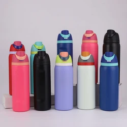 32/24/19OZ Insulated Stainless Steel Water Bottle Free Sip Double-Layer Kettle Outdoor Travel Water Bottle w/Straw Vacuum Flasks