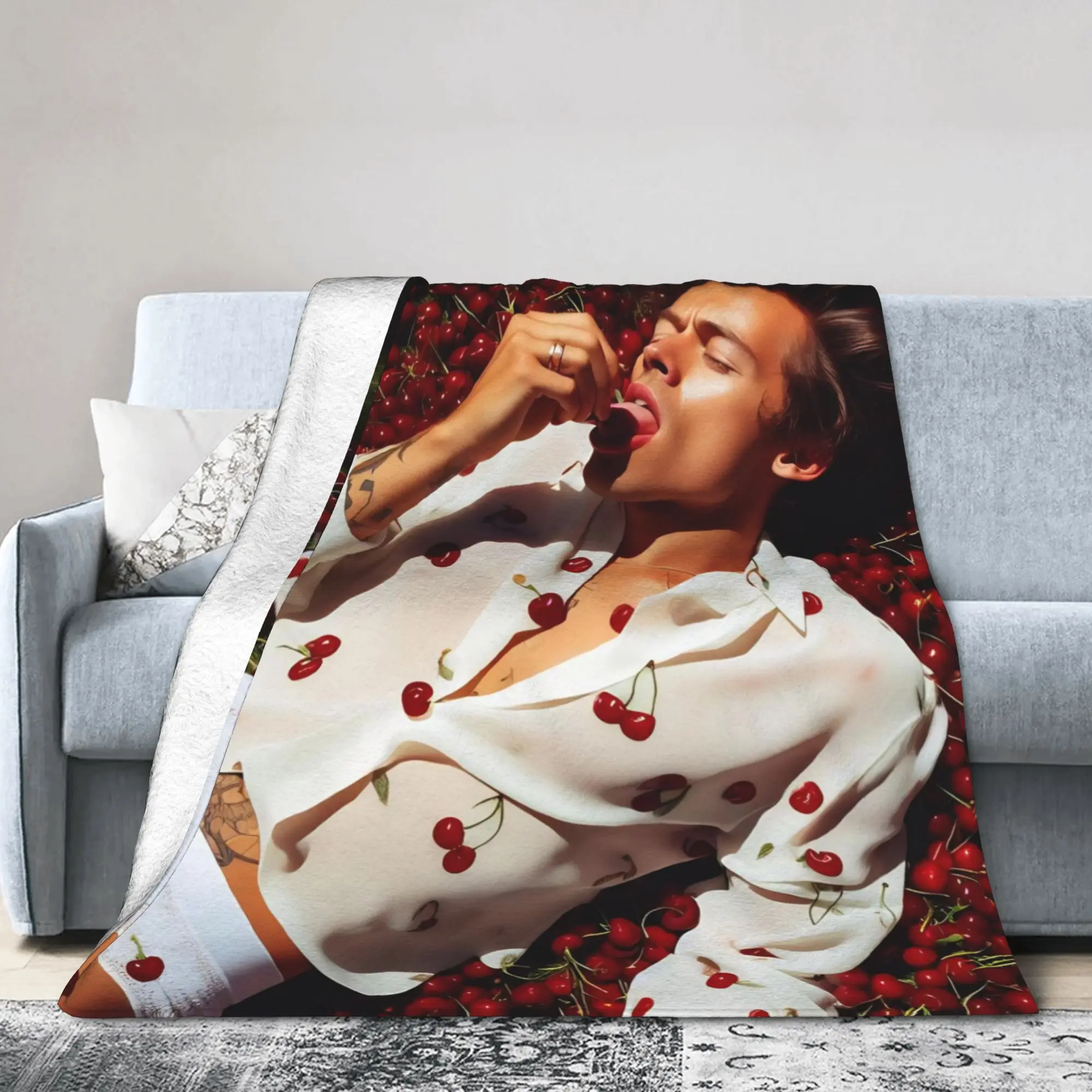Kiss All The Time Album Knitted Blanket Flannel Harrys Music Styles Soft Throw Blankets for Outdoor Travel Bedroom Quilt