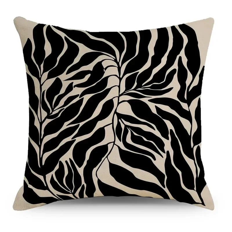 2024 Nordic Abstract Linen Pillowcase Simple Black and White INS for Home Sofa Bedside Car Pillowcase