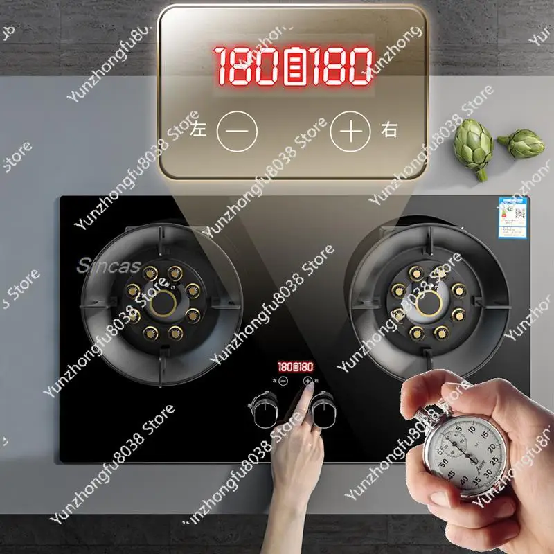 Kitchen Gas Stoves Flipped Dual Kitchen Embedded Nature Gas/LPG Timing Stove Desktop Dual-Use Cooktop