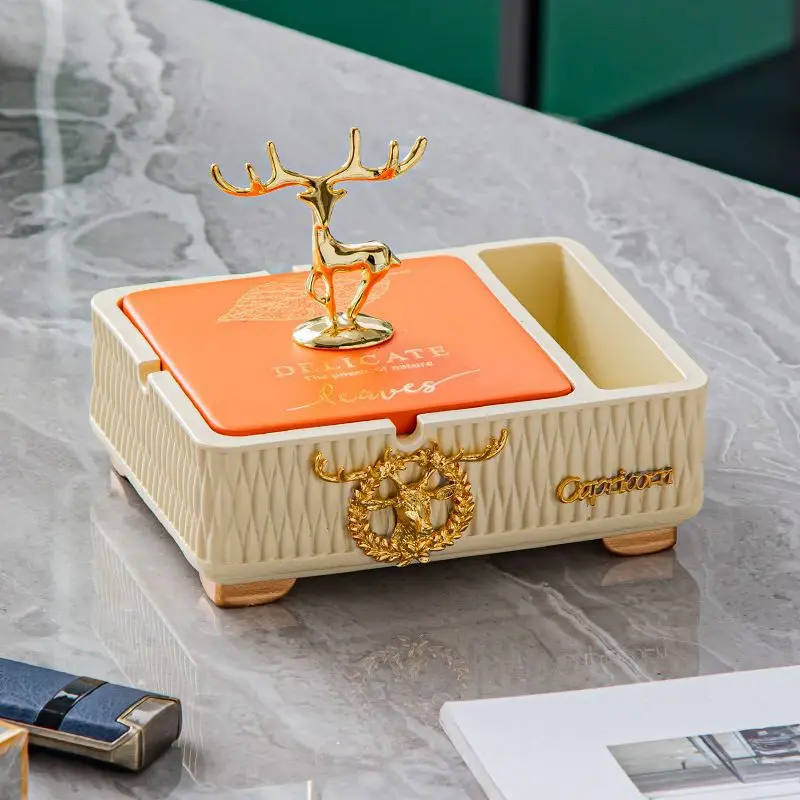 

ashtray with cover, anti-ash creative personality trend, household coffee table living room, ornaments light luxury, high-end