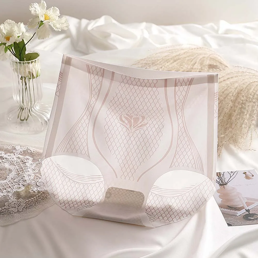 

Traceless Women Ice Silk Briefs Tummy Control High Waist Slim Seamless Shapewear Butt Lifter Ice Silk Hip Lift Shaper Leggings