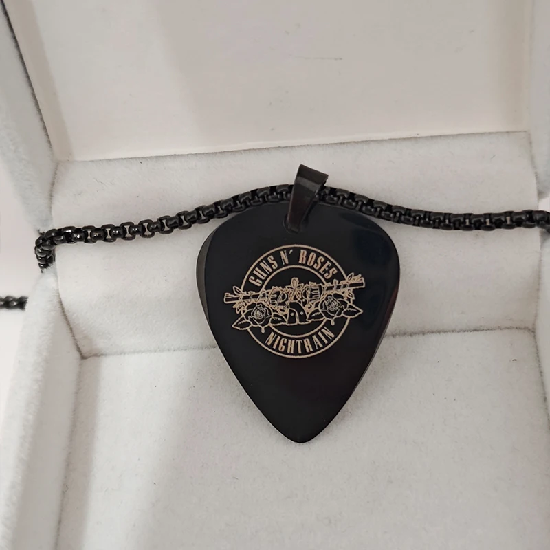 Custom Guitar Pick Pendant Necklace Unique Gift For Guitarists Stainless Steel Jewelry Customzied Pattern Text Boyfriend Gift - Image 3