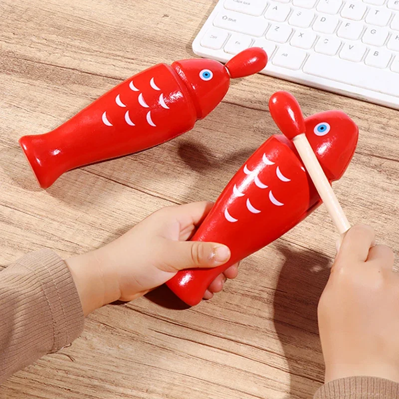 Wooden fish-shaped Orff percussion instrument musical equipment - single pipe - two-color wooden blocks
