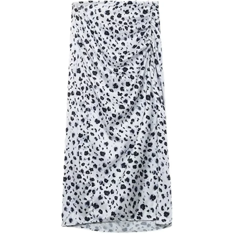 

High Waist Silk Satin Animal Print f Skirt Ele Commute Sle A-Line ort Skirt for Young Profional Women