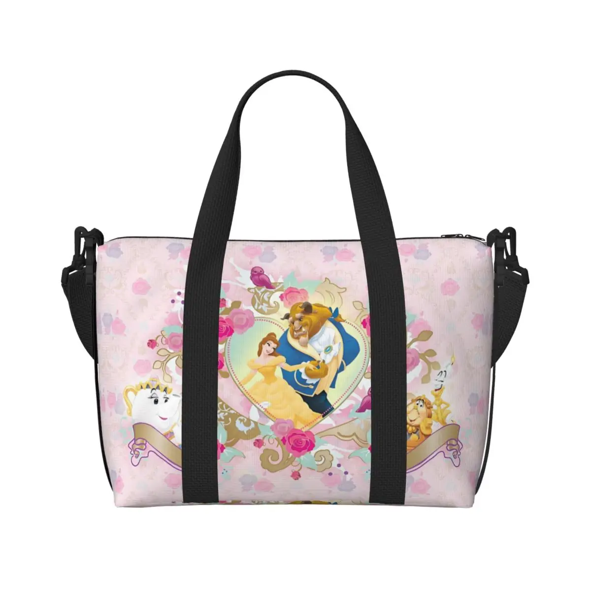 

Custom Large Beauty Anime And The Beast Tote Bag for Women Shoulder Shopping Beach Gym Travel Bag