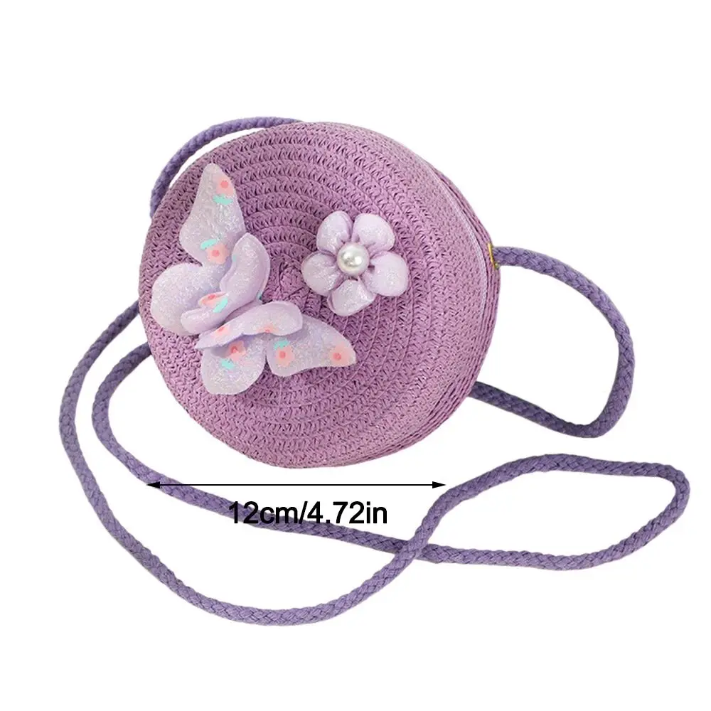 Ronde vorm strozak prinses mini handtas kinderen schoudertas vlinder bloem zomer strand messenger bag kinderen portemonnee