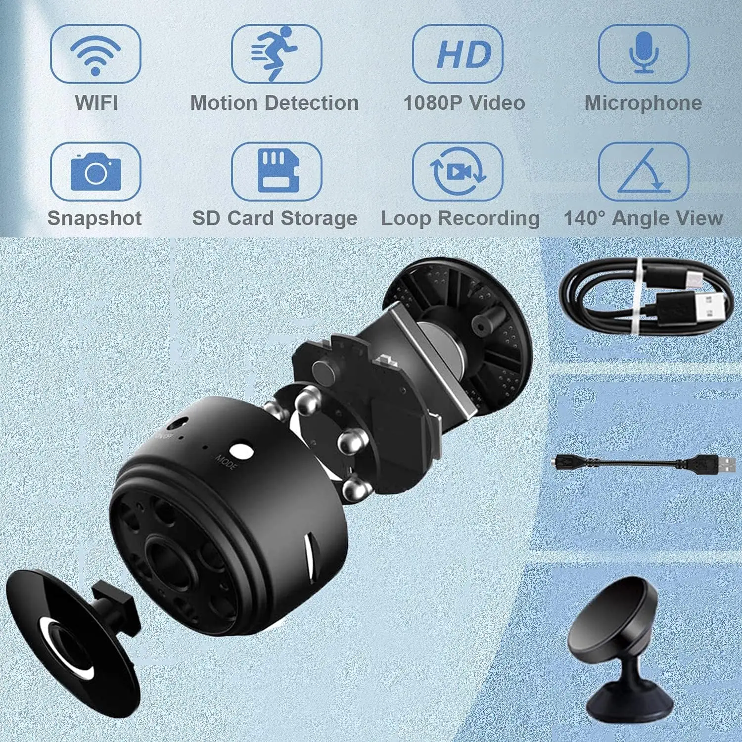 Mini Hidden Spy Camera Motion Detection Wireless WiFi Camera Night Vision HD 1080P,Nanny Cam forHome SecuritySurveillance Camera