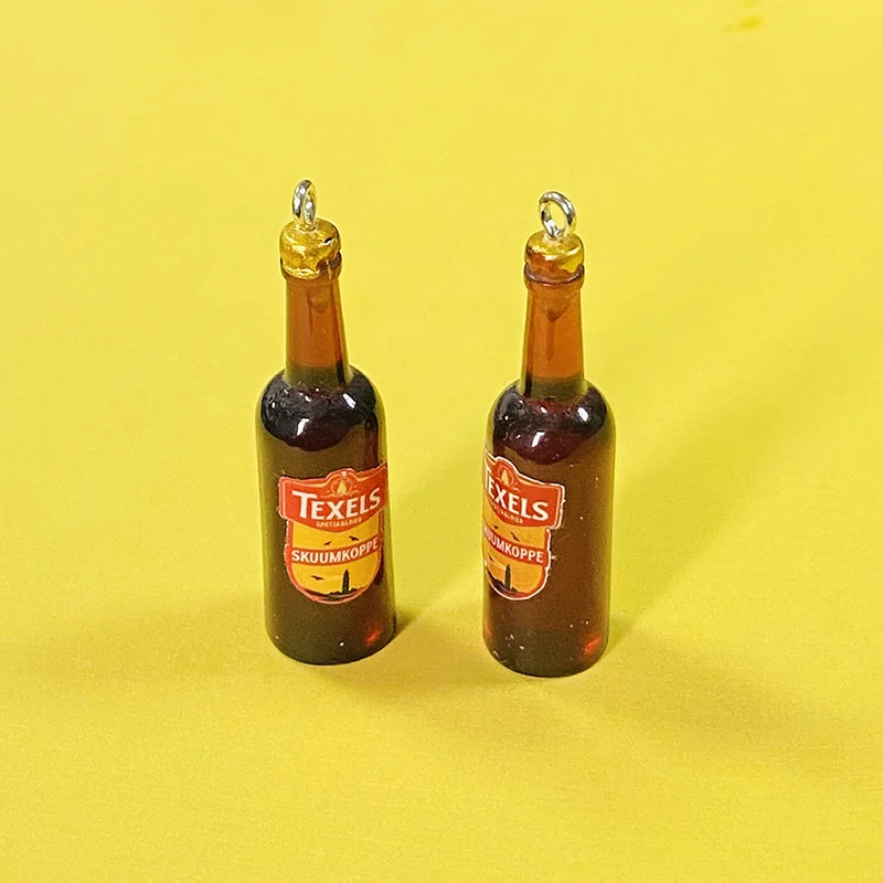 50pcs Wholesale Beer Bottle Resin Charms Bulk Lots Style Drink Pendant Accessory Diy For Earring Keychians Jewelry Making