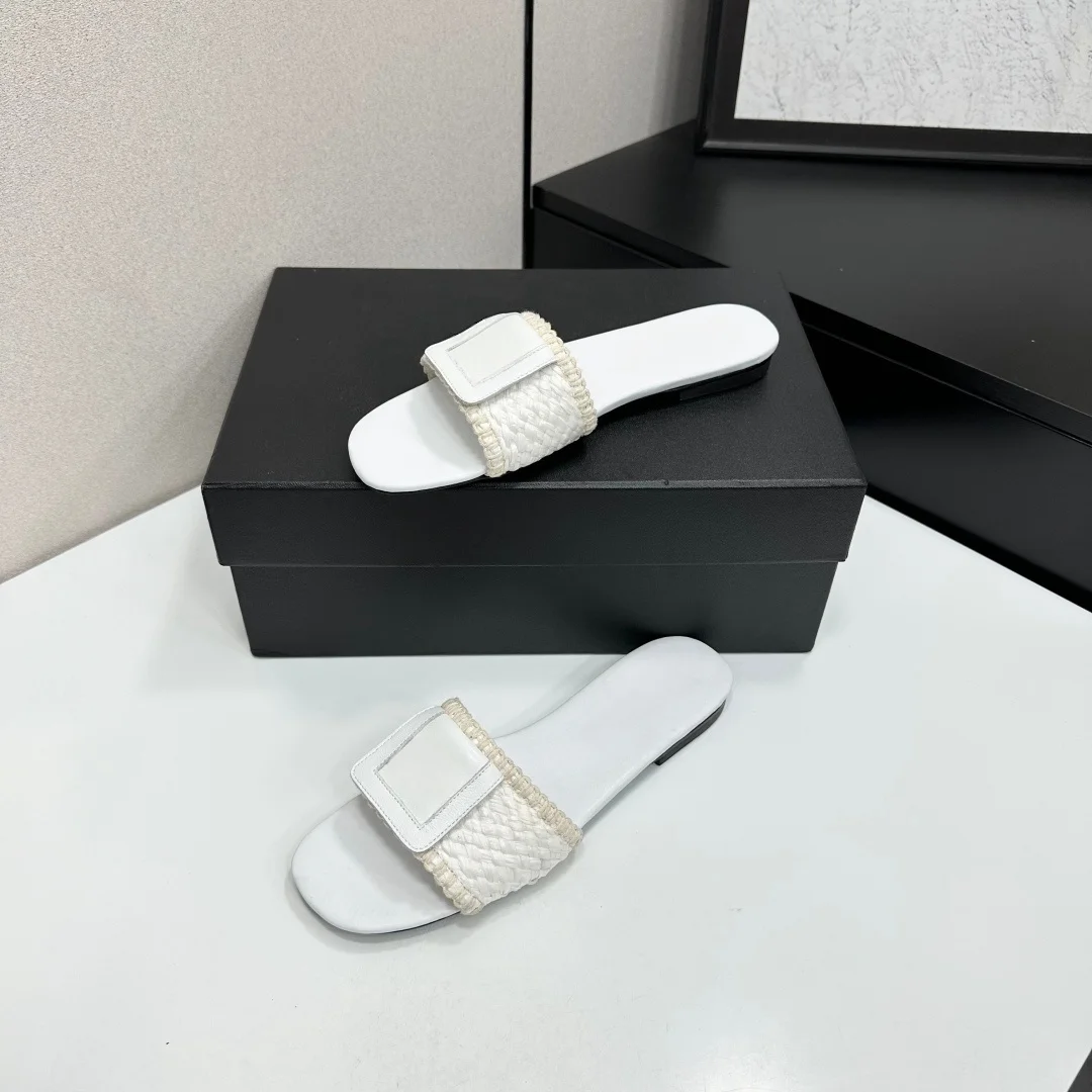 Luxury Brand Flat Sandals Walking Shoes Women's Fashionable Slides Indoor Outdoor Sandals Premium Slides Sandals Upper: Fabric