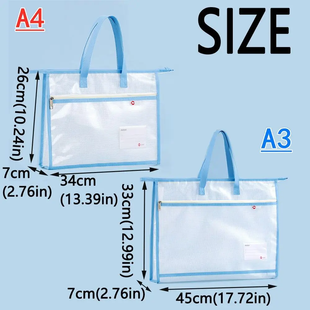 Bolsa de armazenamento de arquivo a3/a4 transparente, bolsa de documentos de dados multicamadas espessada, grande capacidade, à prova d'água, capa de portfólio de arte