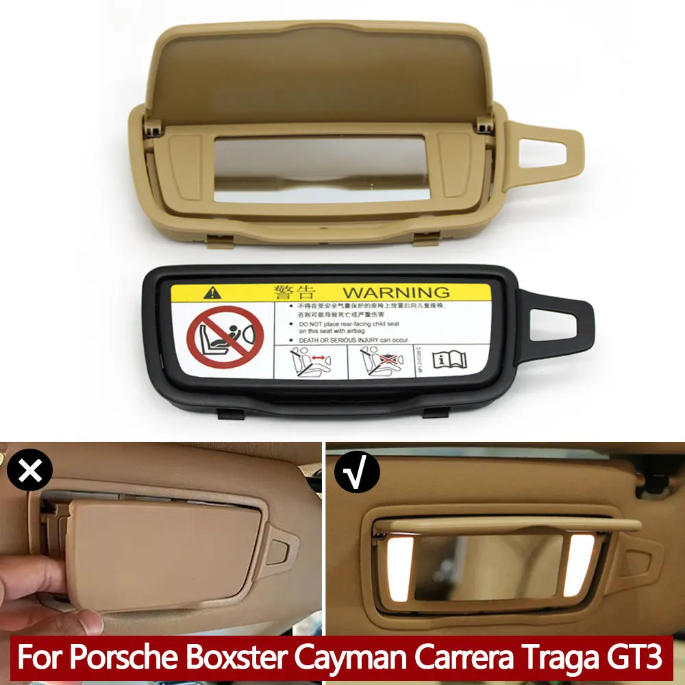 Car Left Right Sun Visor Vanity Mirror Cover For Porsche Boxster Cayman Carrera Traga GT3 981 982 911 991 991 992 982857551