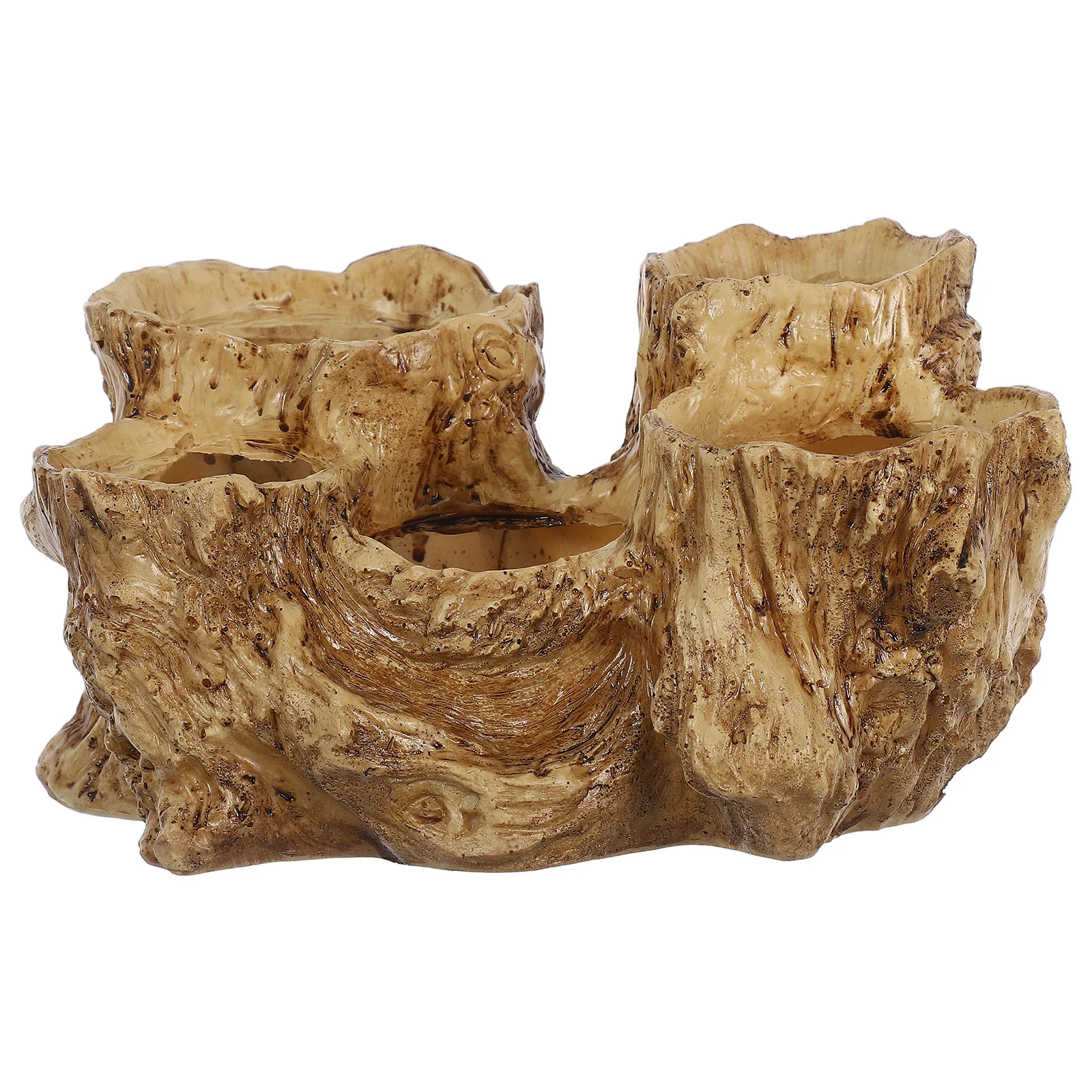 

Six Hole Succulent Planter Tree Root Design Resin Indoor Outdoor Garden Decor Drainage Holes Creative Bonsai Pot
