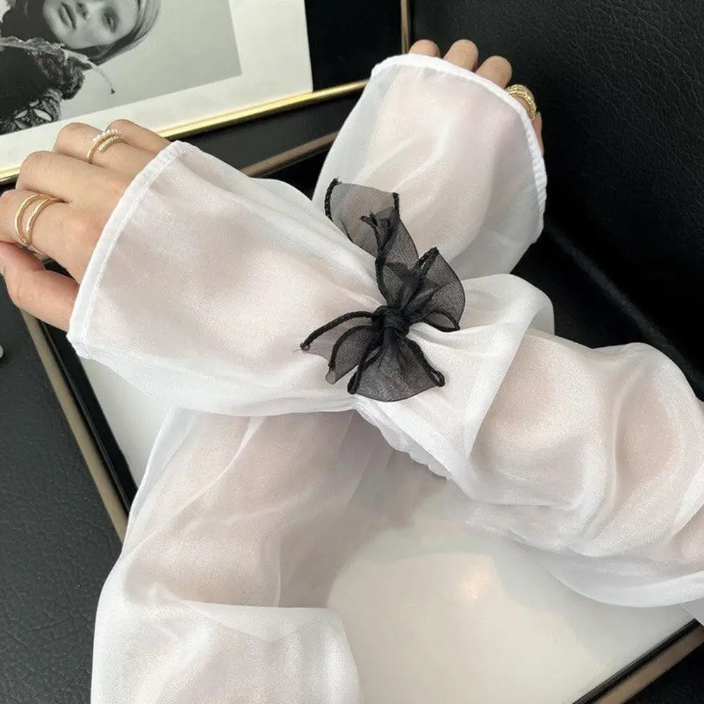 Sun Protection Sleeves Sun Protection Arm Sleeves for Women with Bow Knot Breathable Uv Protection Sleeves Loose Summer