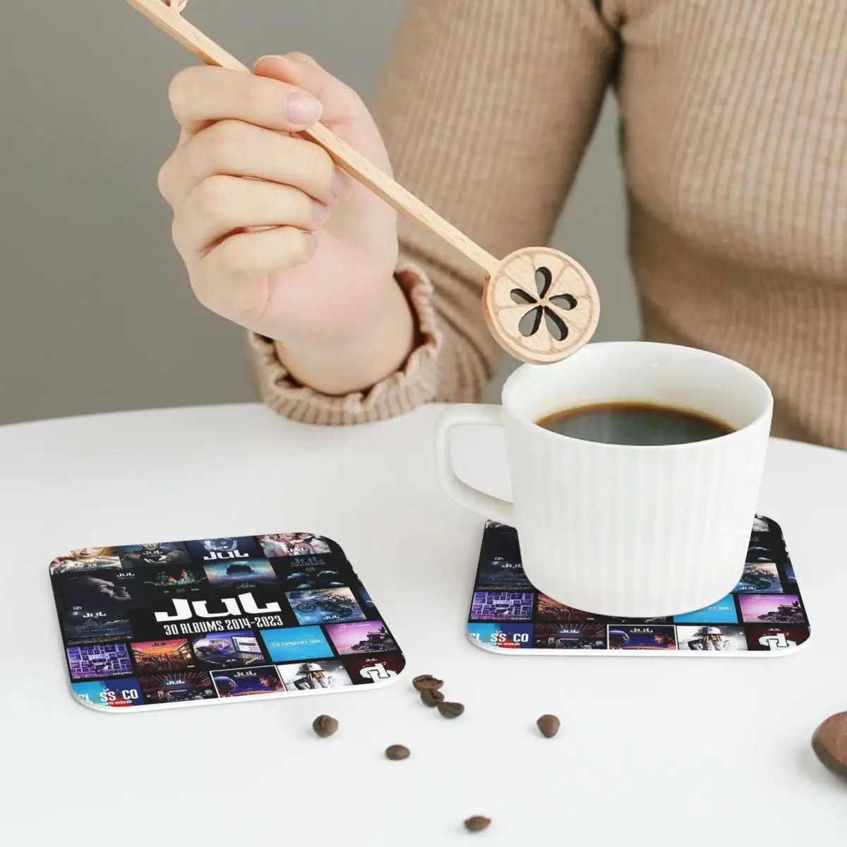 Jul French Rapper Coasters Leather Placemats Waterproof Insulation Coffee Mats For Home Kitchen Dining Pads Set of 4