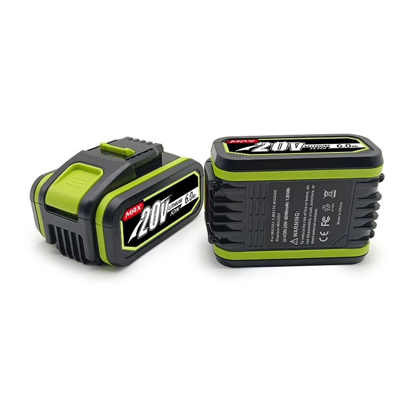 New Wx Power Tools Replace Batteries. 20V 6000mAh Lithium Rechargeable Batteries Are Used In Wx 390 Wx 176 Wx 178 Wx 386 Wx 678.