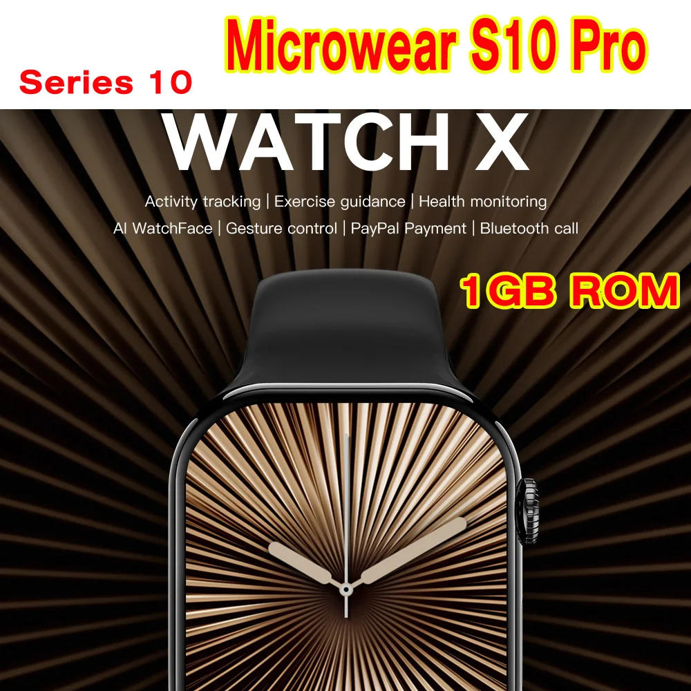 Series 10 Microwear S10 Pro Smart Watch X 1GB ROM Gesture Answer Call ChatGPT NFC Compass GPS Tracker New Sport Smartwatch Men