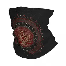 Tree Of Life With Triquetra Black Red Leather And Gold Bandana Neck Cover Wrap Scarf Multifunction Headwear Riding Adult Winter