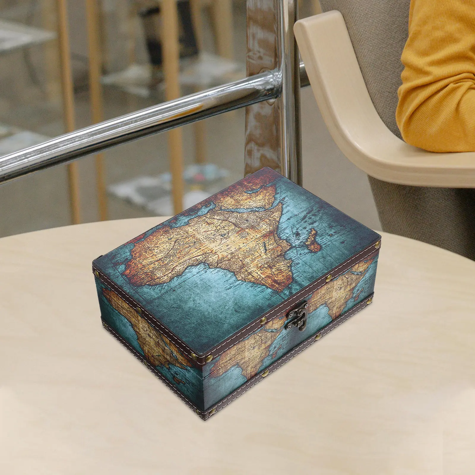 

Деревянный сундук для хранения в винтажном стиле, декоративный ящик для карт, органайзер для украшений, шкатулка для мелочей, маленькая шкатулка для сокровищ