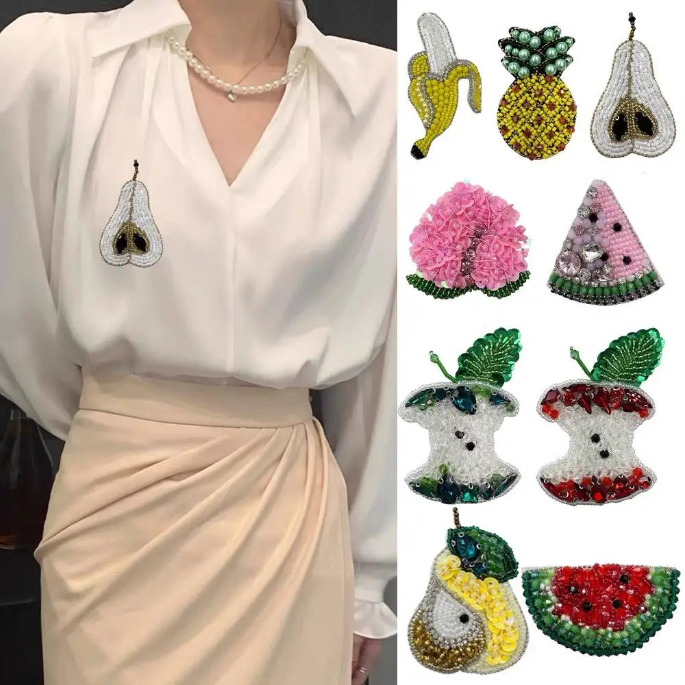 

1PC Lemon Avocado Rhinestones Beaded Patches DIY Sew Accessories Backpack Gifts Jewelry Accessories Repair Bead Applique 2025